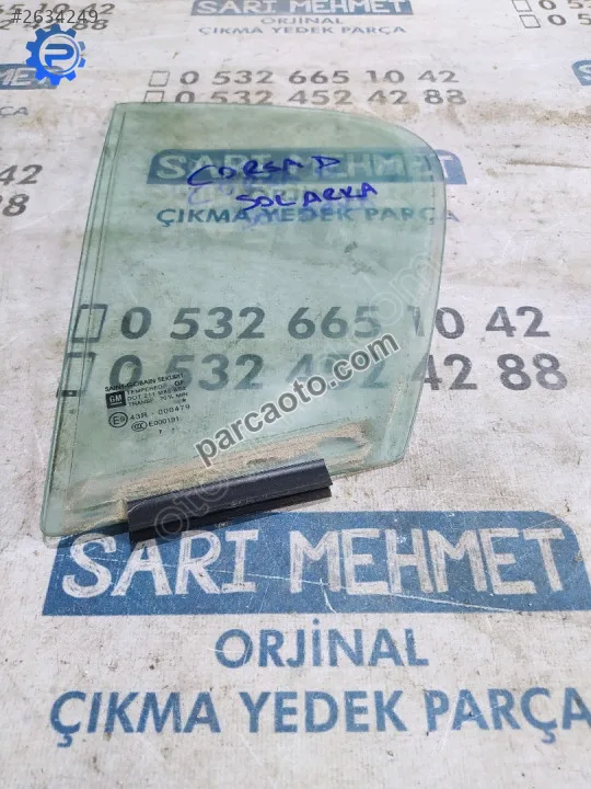Çıkma opel corsa d sol arka kapı kelebek camı