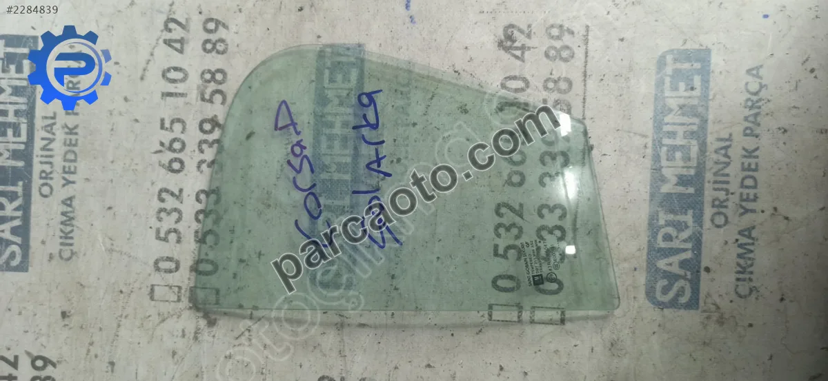 Çıkma opel corsa d sol arka kelebek camı