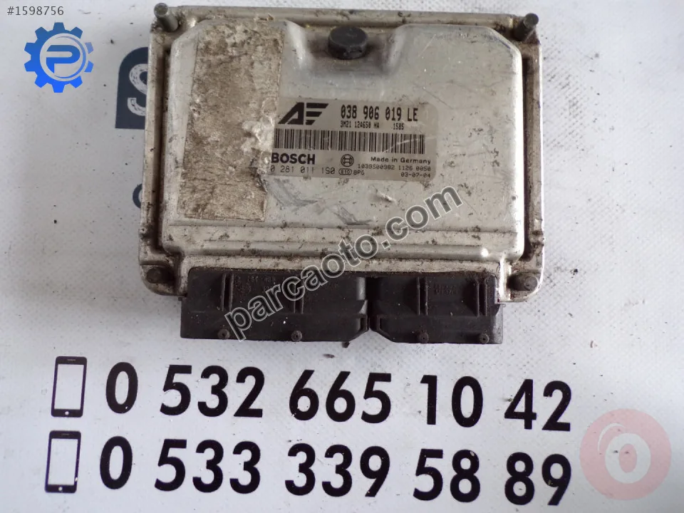 Çıkma vw sharan 1.9 tdi motor kontrol ünite ecu 038906019le