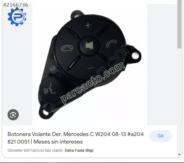 MERCEDES W 204.DİREKSİYON SAĞ KUMANDASI.A204 8210051 MERCEDES W 204.DİREKSİYON SAĞ KUMANDASI.A204 8210051