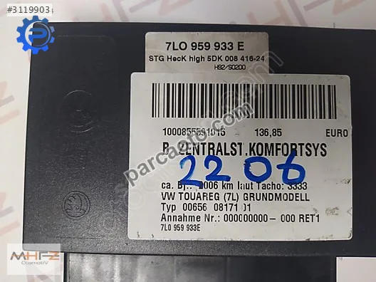 Wv touareg konfor beyni 7l0959933e