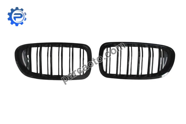 Bmw 5 serı- f10- 10/16; ön panjur sağ/sol set (2 parça) (çift çıtalı) (piano siyah)