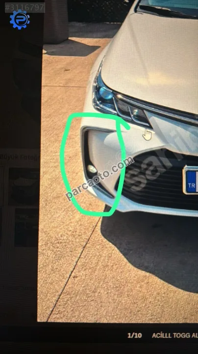 Toyota Corolla sis farı çerçevesi dış çerçevesi nikalajli